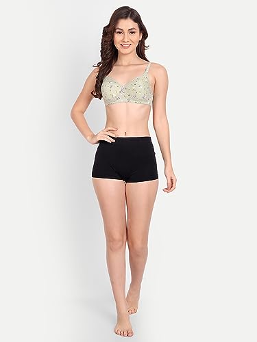 Image of Women Flower Printed Padded Bra - Made of Pure Cotton Full Coverage Non Wired Soft Cup for T-Shirt Saree Dress for Everyday