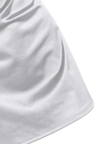 Image of ZAFUL Women's Satin Sleeveless Spaghetti Strap Mini Dress Sexy Slip Cowl Neck Silky Cocktail Party Dresses