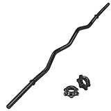 BQKOZFIN 47" EZ Curl Bar, Olympic Curl Bar, Olympic Barbell, Excellent for Biceps and Triceps, with two star nuts,260lbs Weight Capacity(Black)