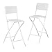Relaxdays Sgabello Alto Pieghevole, Set da 2, H: 78 cm, Sedia da Bar con Schienale e Poggiapiedi, Aspetto Rattan, Bianco immagine