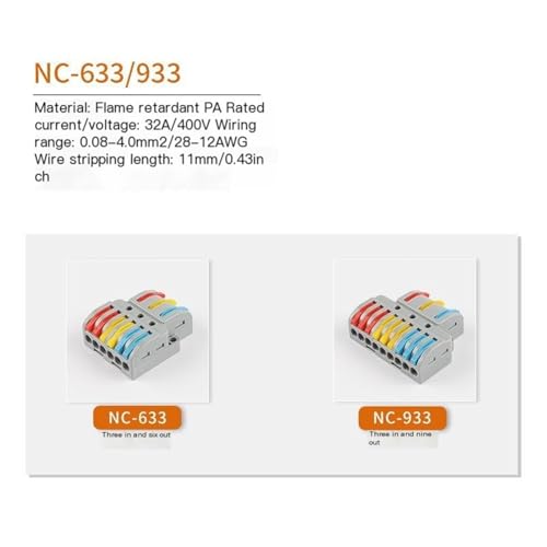 Bloque de terminales rápido NC-633 y divisor de cables de tres entradas 3
