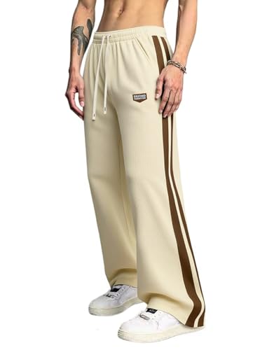 ZAFUL Mens Corduroy Sweatpants Drawstrings Color Block Side