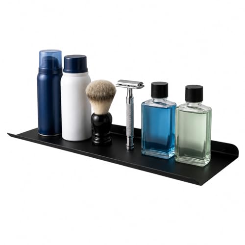 Image of OrganizeMee 24 Inch Black Wall Shelf - Metal Floating Shelf for Wall, Wall Mounted Shelves, Modern Wall Shelf for Bedroom & Living Room Storage, Minimalist Wall Mount Shelf (62cm Long X 20.9 Cm deep)