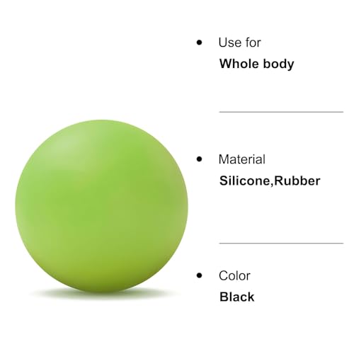 Image of WOVTE Massage Lacrosse Ball for Sore Muscles, Shoulders, Neck, Back, Foot, Body, Deep Tissue, Trigger Point, Muscle Knots, Yoga and Myofascial Release (Green)