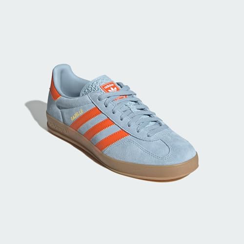 Image of adidas Gazelle Indoor Men's Shoes, Wonder Blue /Orange /Cloud White, Size 8.5