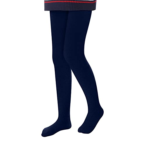 L&K-II Mallas Térmicas Niñas Mallas para Niños con Forro Interior Invierno Caliente Mallas Opacas Sin Costura Cintura Alta Multicolor 4611 azul Marino 146-152