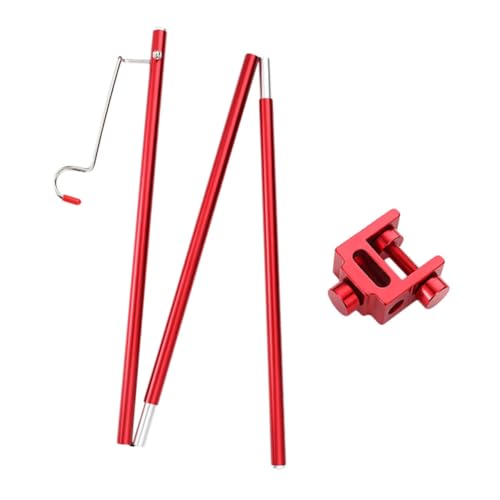 Parliky 1Set Portable Aluminum Alloy Camping Lamp Stand with Hook Lightweight Folding Bracket for Outdoor Use for Picnics and Fishing Red