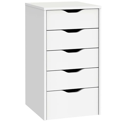 Miroytengo Commode de Bureau/Bureau EKO de Couleur Blanche avec 5 tiroirs Buck. Mobilier Moderne et élégant 71x40x43 cm