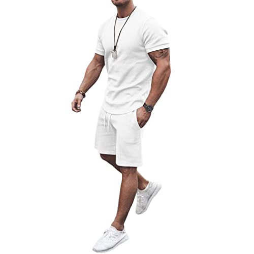 Ensemble t-shirt surdimensionné homme en maille douce premium couleur unie XXL