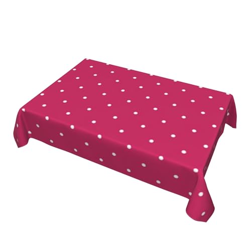 Ahdyr Nappe rectangulaire à Pois Rouge Framboise, Lavable, décorative, rectangulaire, pour la Cuisine et Les Vacances, 137,2 x 182,9 cm