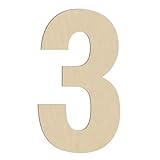HILAZA 17インチ 大型 木製数字 3、厚さ1/4インチ 大きな木製文字 壁の装飾工芸用