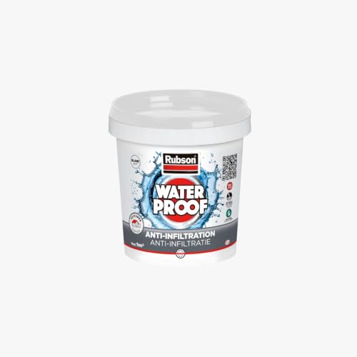 Image of Rubson Anti-infiltrations 100% Silicone Waterproofing solution| Stop Leak All Roof (Flat and Sloped), Crack proof in single coat,Super tacky, Idea for leaking roofs, gutters, tiles, walls White-1kg