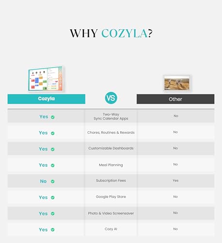 cozyla mate digital calendar 2 32 inch wall touch screen chore chart customizable dashboard smart electronic calendar for family schedules meal planner supports all google play apps wall mount white