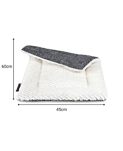 lionto Wendedecke wärmend für Hunde und Katzen, gefütterte Liegedecke waschbar mit strapazierfähiger und flauschiger Seite, 60x45 cm, hygienische Matte mit Kälteschutz für Haustiere aller Größen, grau