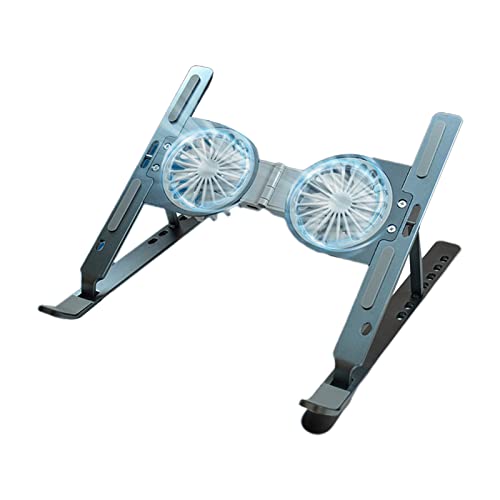 Adjustable Laptop Stand Cooling Holder With 2 Fans Quiet Thin Folding Cooler For Pad Notebook 12-17in Silver/Gray Computer Screen For Desk