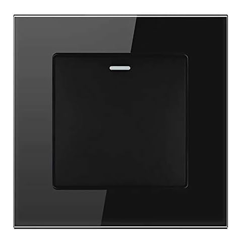 1/2 Gang 2 Way White Crystal Glass Panel Light Switch On and Off Rocker Wall Switch Interruptor 16A (1 Gang 2 Way Black) Cover