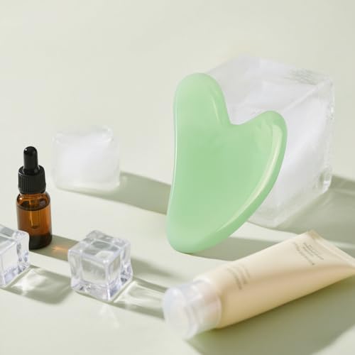Image of Jade Stone Gua Sha Massage Tool Set Larger Guasha Board with Handle Muscle Scraping Massage Tools Facial Anti Cellulite Spa Acupuncture Tools for Massage, Lymphatic Drainage Valentine's Day Gifts