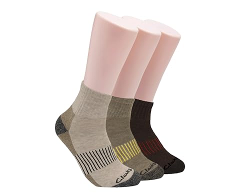 Clarks Men's Casual Half Cushion Anklet Socks 3 Pair, Stone/Khaki/Brown, Men's 7-12 Shoe - Main Image