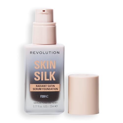Image of Revolution Skin Silk Radiant Satin Serum Foundation, F20NC Deep Skin Tones, | Buildable Coverage, Hydrating Hyaluronic Acid for a Natural Finish, Vegan & Cruelty-Free, 0.77 fl oz