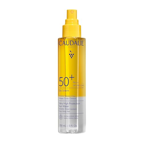 Caudalie Acqua Solare ad Altissima Protezione SPF50+ – CollagenSkinProtect™, Filtri Solari Organici, Viso Corpo e Capelli, Resistente all'Acqua, Vegano, PA++++, 150 mL