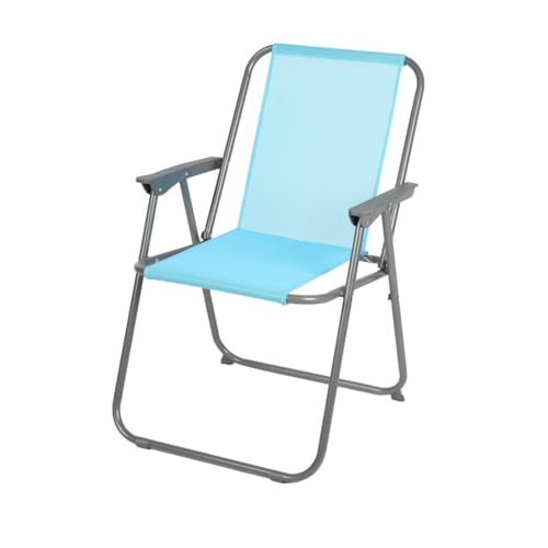 Meublorama Fauteuil de Jardin Pliable en Tissu Bleu Turquoise – Dimensions 53x55x75 cm