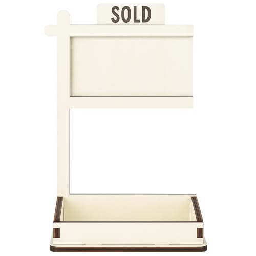 Tritaraesa Real Estate Business Card Holder, Display Sold Sign for Realtor, Stand Business Card Organizer Real Estate Agent Gifts Supplies for Office Reception(Wooden)