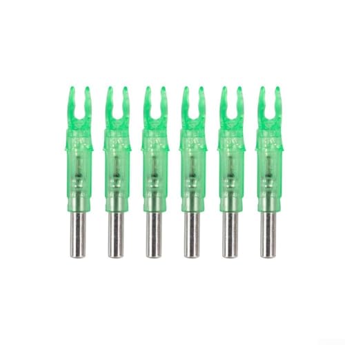 Lot de 6 encoches de flèche lumineuses à LED pour tiges en carbone et aluminium de 6,2 mm, pointes lumineuses pour la chasse de nuit, facile à installer,...