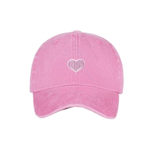 Gorra de béisbol lavada algodón suave bordado corazón rosa negro lavado efecto vintage
