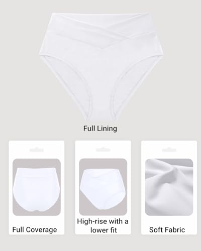 Image of Women V Cut Full Coverage Bikini Bottom - High Waist Swim Bathing Suit Bottoms Cross V Front Swimsuit