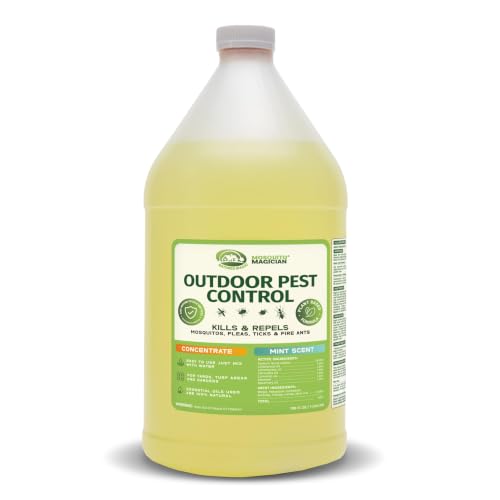 Mosquito Magician Liquid Concentrate Kills Mosquitoes Fleas & Fire Ants Repels and Prevents Ticks Essential Oil Yard Treatment Spray Use with Sprayers Foggers & Misting Systems 1 Gal Mint