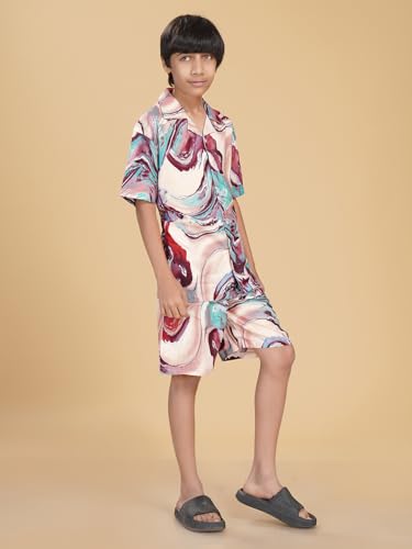 Image of Ninos Dreams Boys Cotton Rayon Halfsleeves Coord Set with Shirt & Shorts /Boys Vacation wear /boys co ord set /Boys Tropical print Shirt & Shorts set /Boys Clothing Set