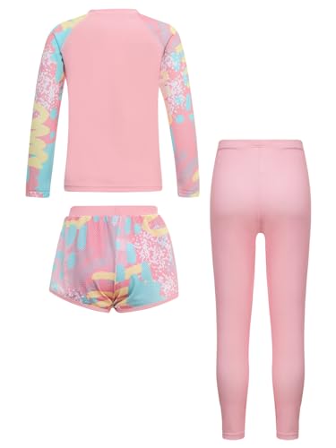 Unisex Girls Boys 3 Pcs Athletic Swimsuit UPF 50+ Rash Guard Sets Swim Top Boyshorts with Pants4