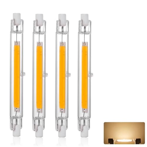 Generico R7S LED 118mm Dimmerabile, Lampada LED R7S 118mm 30 W Sostituisce Alogena J118 300 W, Bianco Caldo 2700K 3000LM, Senza Sfarfallio, 360° Luce Lineare COB LED Lampadina Proiettore, 4 Pezzi