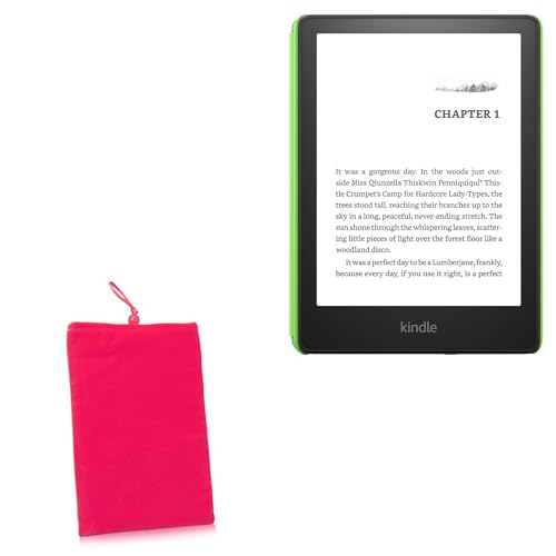 BoxWave Case Compatible with Amazon Kindle Paperwhite Kids - Velvet Pouch, Soft Velour Fabric Bag Sleeve with Drawstring - Cosmo Pink
