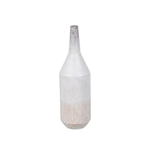 Vase blanc en fer 15x15x50,5 cm pour décoration épurée - 2