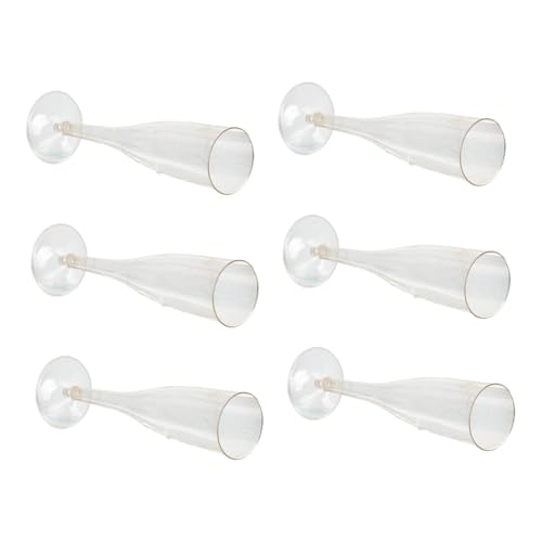 Frcolor 6個 使い捨てプラスチック製高脚シャンパングラス 安定した底部構造 ワインやカクテル対応 パーティーや結婚式に