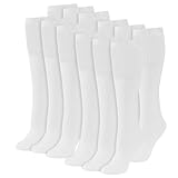 Women's Solid Tube Socks Over the Calf High 21' (6-Pair) Size 9-11 (White)