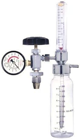 Nc Oxygen Cylinder Regulator With Flowmeter & Humidifier Bottle Made Of Metal, Manually Control Oxygen Flow. (Household Oxygen Flow Meter) - Transparent