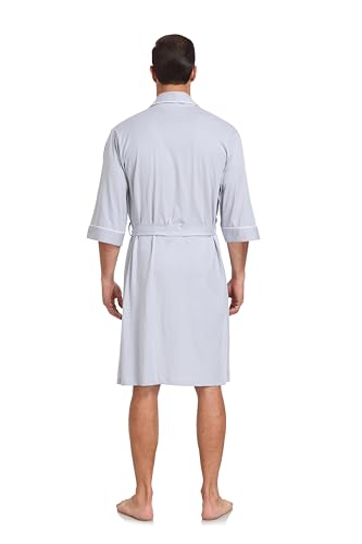 Image of COLORFULLEAF 100% Cotton Men's Bathrobes Summer Kimono Short Sleeve Lightweight Soft Breathable Spa Robe for Men