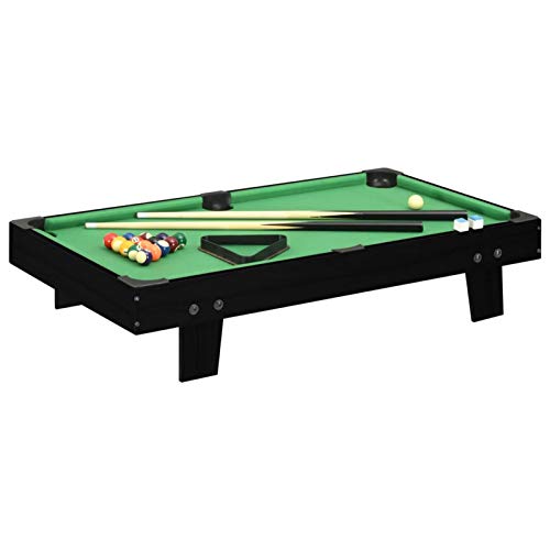 Tidyard 3-Fuß Mini-Billardtisch mit Dreieck Billardkugelset & 6 Taschen Billiardqueue Kreide Pool Billiardtisch mit zubehör Billard 92x52x19 cm Schwarz und Grün – Bild 3