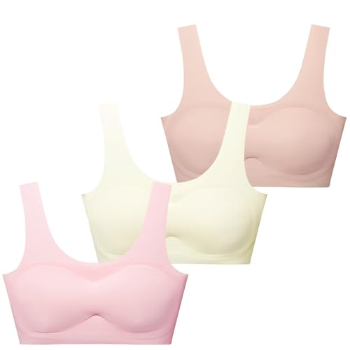 Phennie's Girls Training Bras Teen Sports Bra Wireless Removable Light Padded Bralette for 8-10 10-12 12-14 14-16 Packs