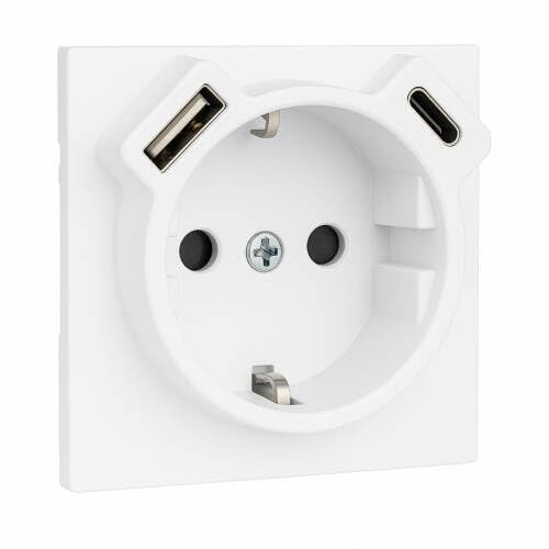 Couvercle prise Schuko USB Ice Logus 90 plaque finition Aquarella Mec21