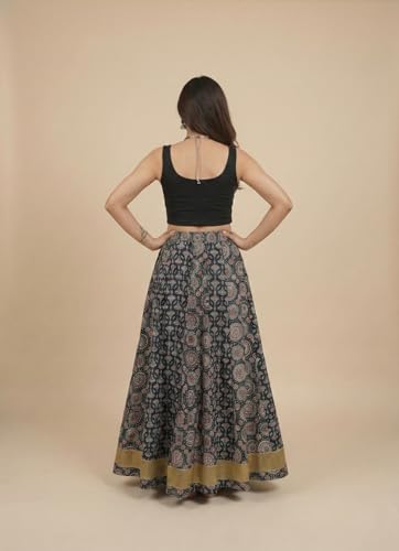 Image of GRECIILOOKS Women's Casual Summer Beach Skirts | Maxi Skirt for Women High Waist | Boho Ethnic Flared Skirts | Indian Long Skirt Rayon Printed | Elastic Waist Long Skirt's for Women