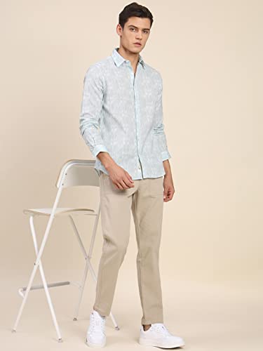 Image of Dennis Lingo Men's Scribble Print Pure Cotton Slim Fit Full Sleeve Spread Collar Casual Shirt