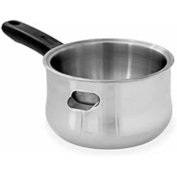 Cazuela Para Baño Maria Lacor - 62600 - Cazo Baño María, Cazo Acero Inoxidable 18/10, Mango Termorresistente, Abertura lateral para el Agua, Apto para Todos los Fuegos Incluido Inducción, Apto para Lavavajillas, 16 cm, 1 L
