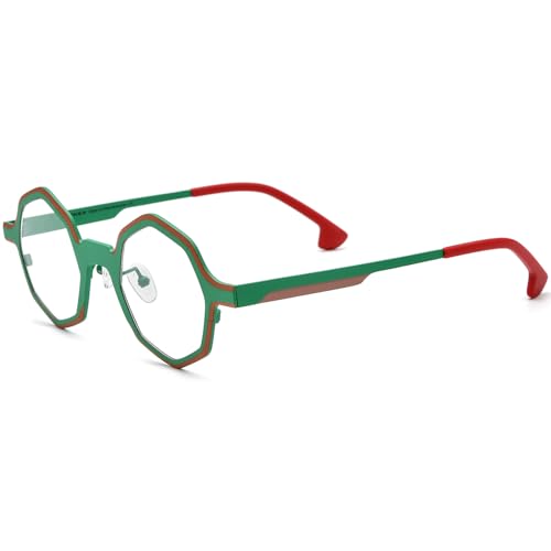 Image of FONEX Colorful Pure Titanium Glasses Frame Women Retro Round Eyeglasses