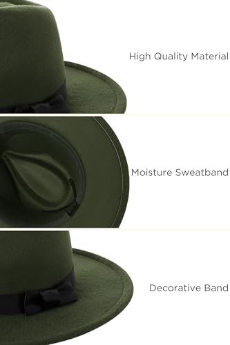 Image of BABEYOND 1920s Fedora Hat for Men Gatsby Wide Brim Fedora Hat Felt Panama Cap with Band for Women Men
