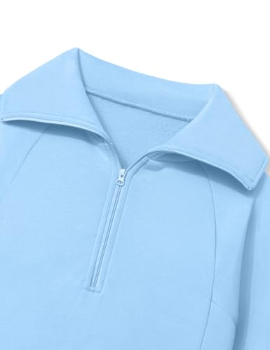 Image of BAVADER Girls Clothes 7-14Y Solid Color Half Zip Pullover Sweatshirt Fleece Lined Kids Sweatpants