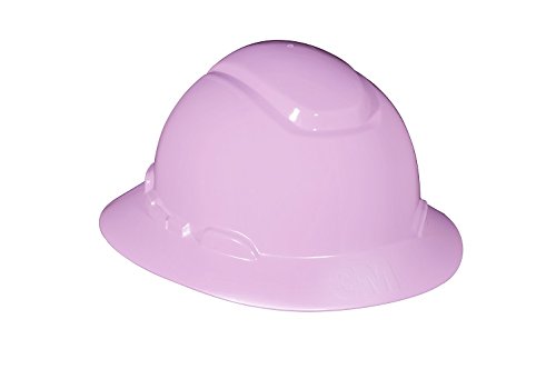 3M Full Brim Hard Hat H-813R, 4-Point Ratchet Suspension, Adjustable, Pink (Pack of 20)