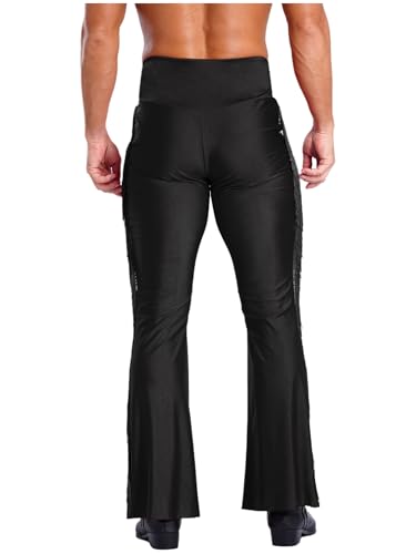 Mens Vintage Tassel Flared Pants 70s Bell Bottom Disco Trousers Ballroom Tango Salsa Dance Pants2